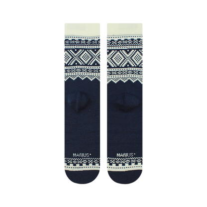 Marius Navy 75 Merino Wool Crew Socks